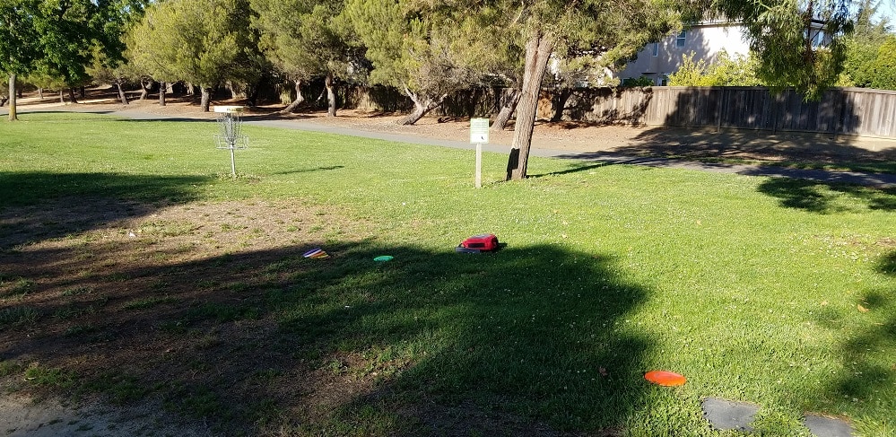 The setup for my disc golf putting drill