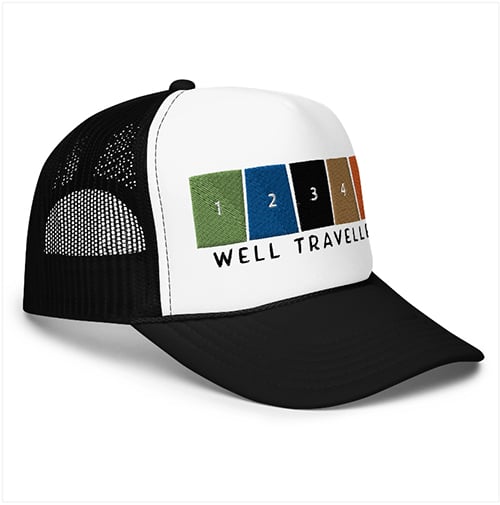 well travelled disc golf foam trucker hat