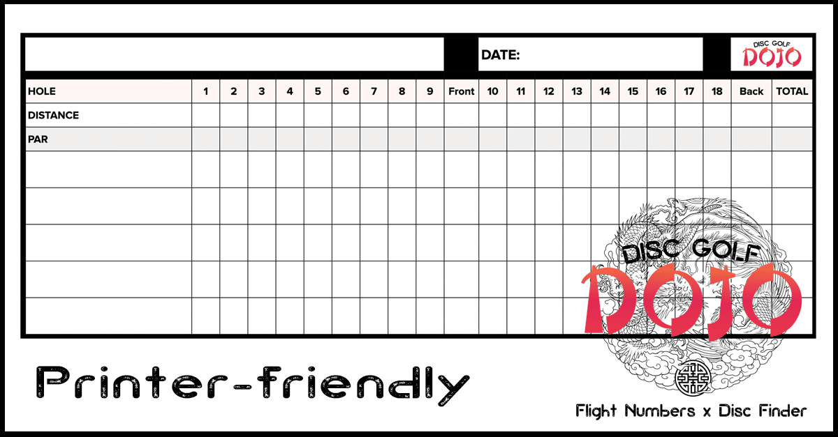 Free Disc Golf Scorecard (PrinterFriendly) Disc Golf Dojo