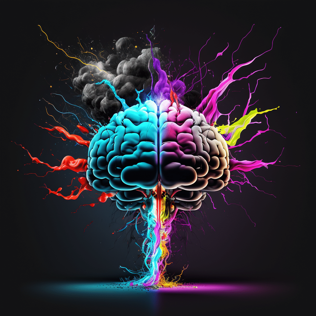Image of brain with colorful waves