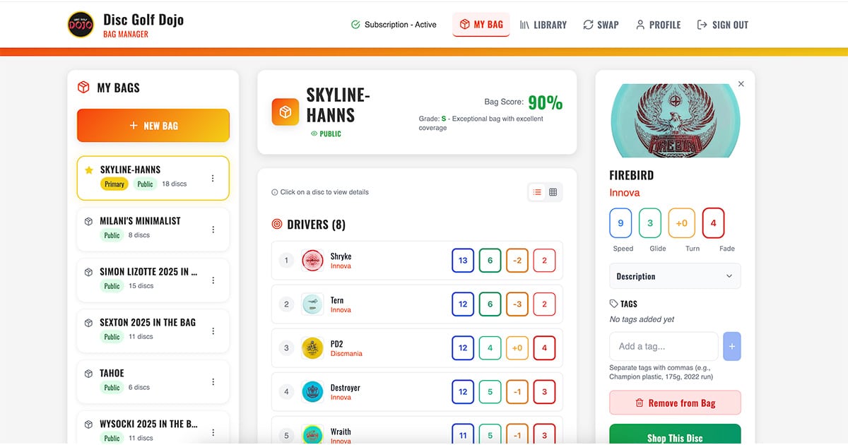 Introducing Bag Manager: The Ultimate Disc Golf Bag Builder App