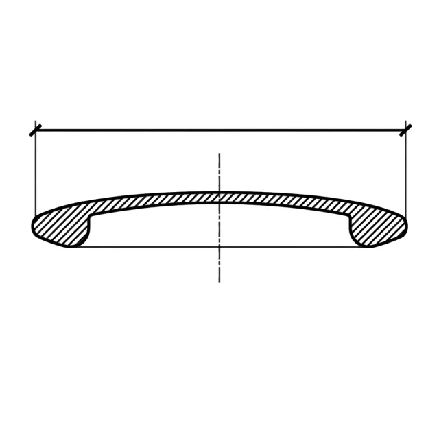 Section drawing of a disc golf disc with the diameter dimensioned