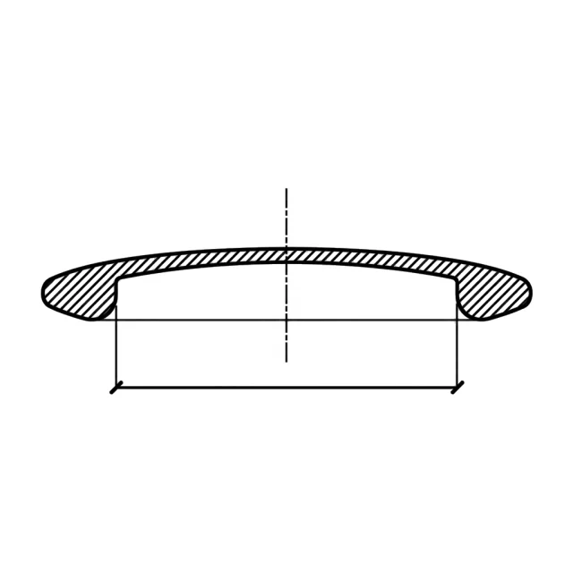 Section drawing of a disc golf disc with the inside rim diameter dimensioned