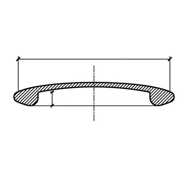 Section drawing of a disc golf disc with the rim depth ratio dimensioned