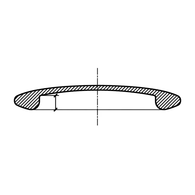 Section drawing of a disc golf disc with the rim depth dimensioned