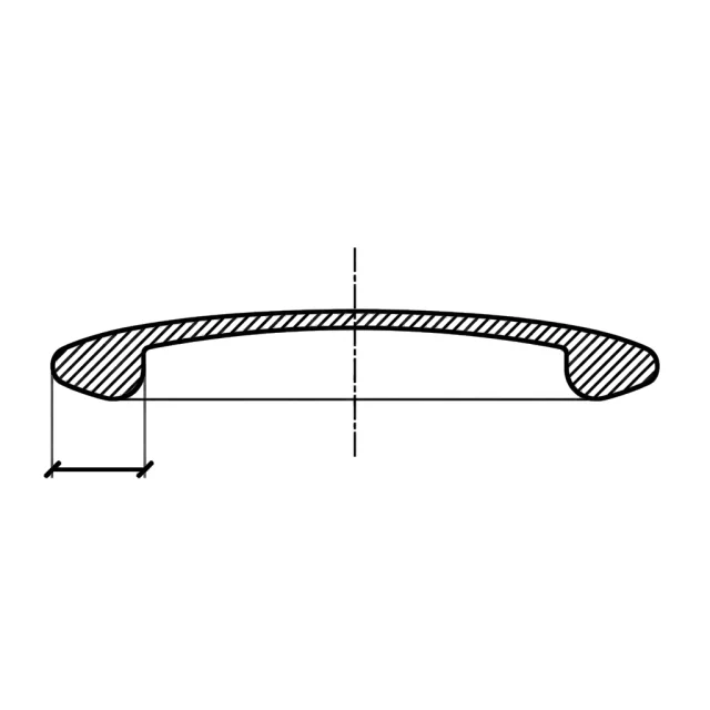 Section drawing of a disc golf disc with the rim width dimensioned